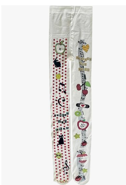 Sweet And Cool Tights With A Female Music Symbol Print