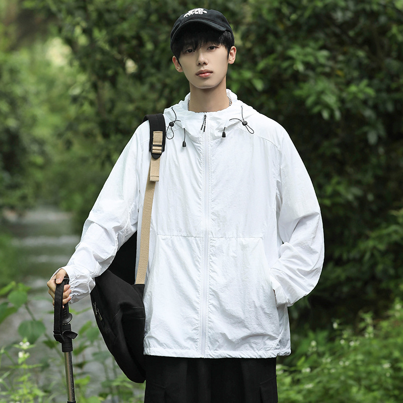 $19.51 Men's Thin Ice Silk Hooded Solid Color Sun Protection Clothing