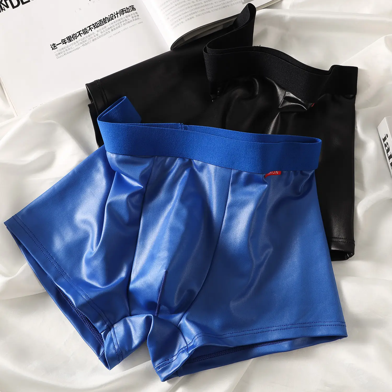 New Mens Faux Leather Sexy Personalized Boxer Briefs