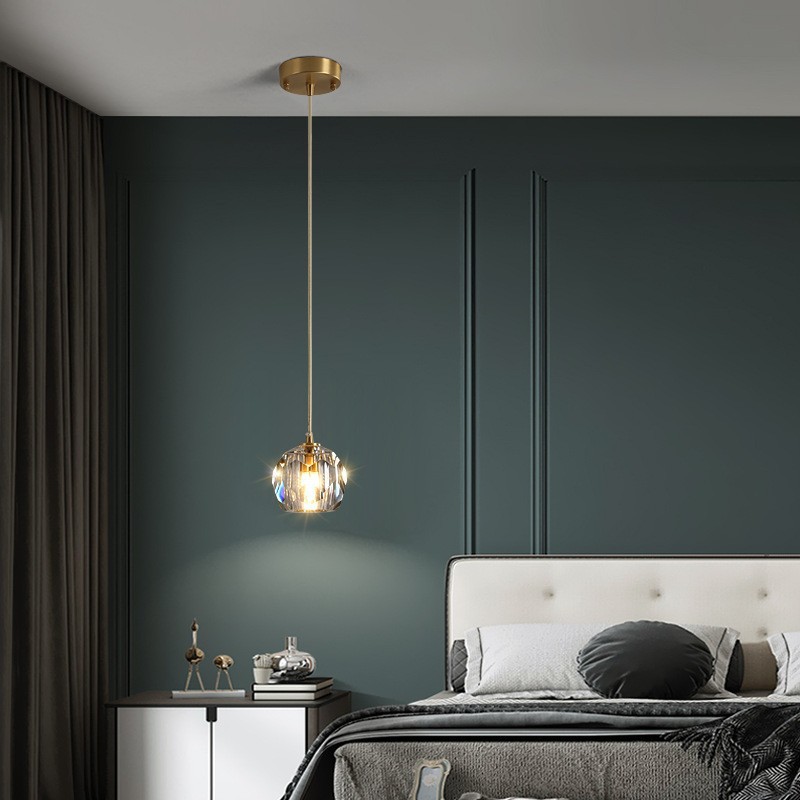 LED Crystal Single-head Postmodern Minimalist Dining Bar Chandelier