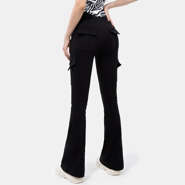 Wide Leg Tight High Waist Micro pull Yoga Trousers Black - Shop at LoveMi