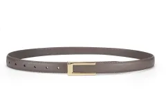 Cowhide Retro Black All-match Decorative Skirt Suit Jeans Leather Thin Belt - Elephant Gray - View 1