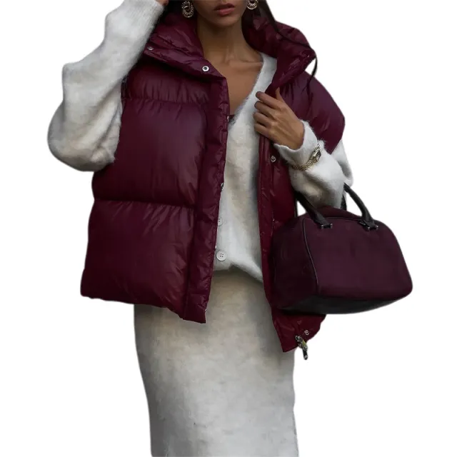Autumn And Winter Loose Warm Thickened Cotton Vest Dark Red - Shop at LoveMi