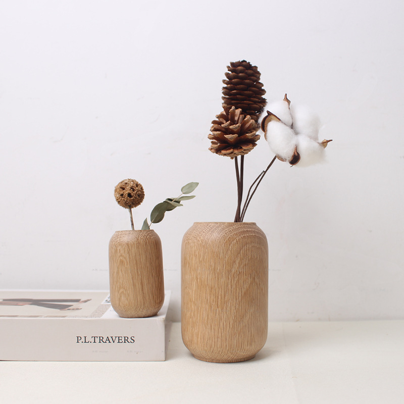 Japanese Style Groceries Solid Wood Dried Flowers And Flowerpot Wooden Craftwork Ins Vase — foto 8