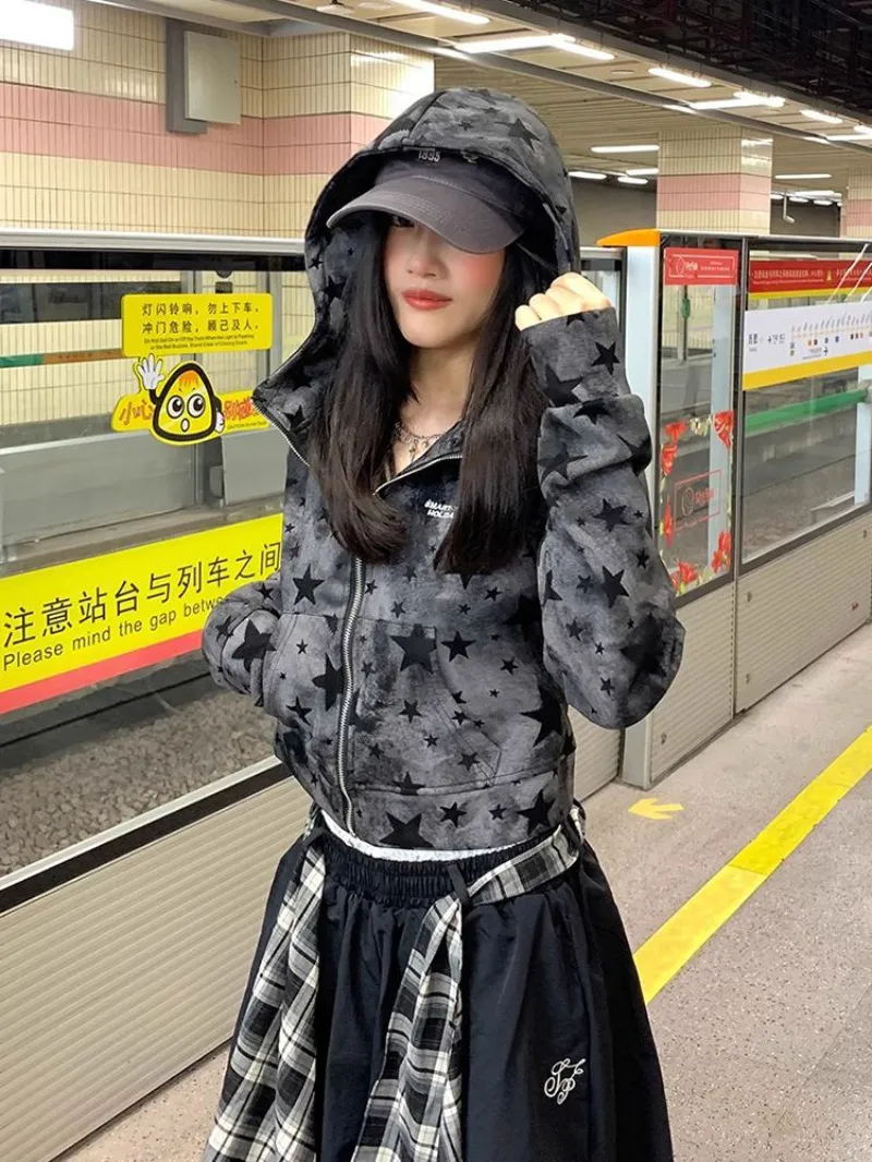 Women's Short Hood Top Loose - Dark Gray