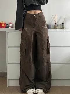 Plus Size American Ripped Multi-pocket Workwear Jeans - View 1