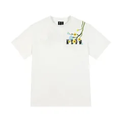 Floral Embroidered Simple Short-sleeved T-shirt - White - View 1