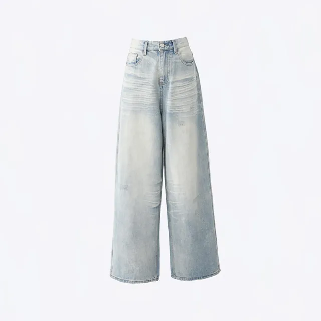 Women's American style Retro Loose Wide leg Jeans Trousers L - Shop at LoveMi