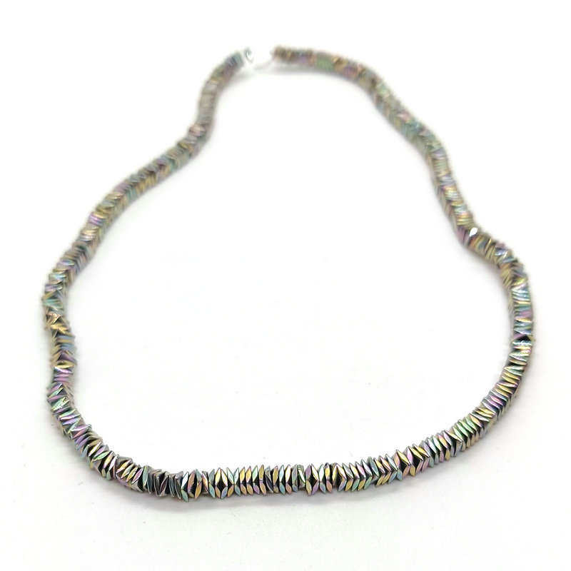 Hematite Cut Angle Square Piece Plating Colorful Scattered Beads