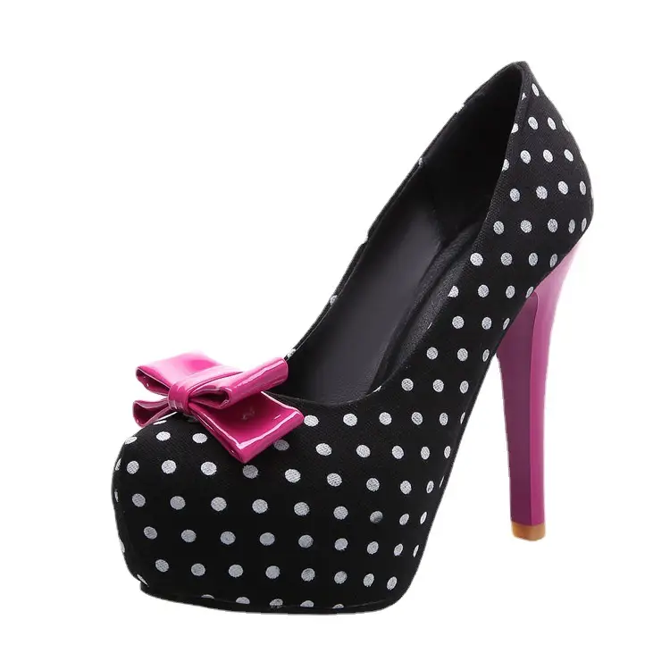 Springautumn Sweet Round-toe High Heels With A Bow And Thin Stiletto Heel