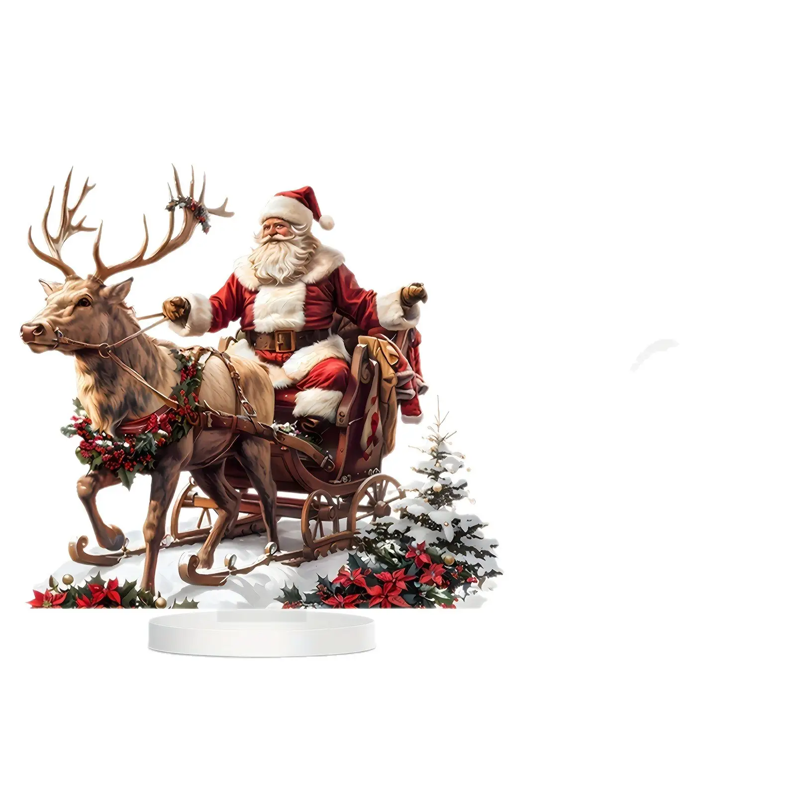 Santa Claus Sled Acrylic Decoration Beautification Potted Prop Courtyard Outdoor Lawn
