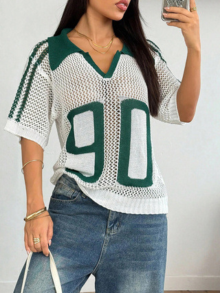 Women's Retro Casual Hollow-Out Preppy-Style Knitted Top