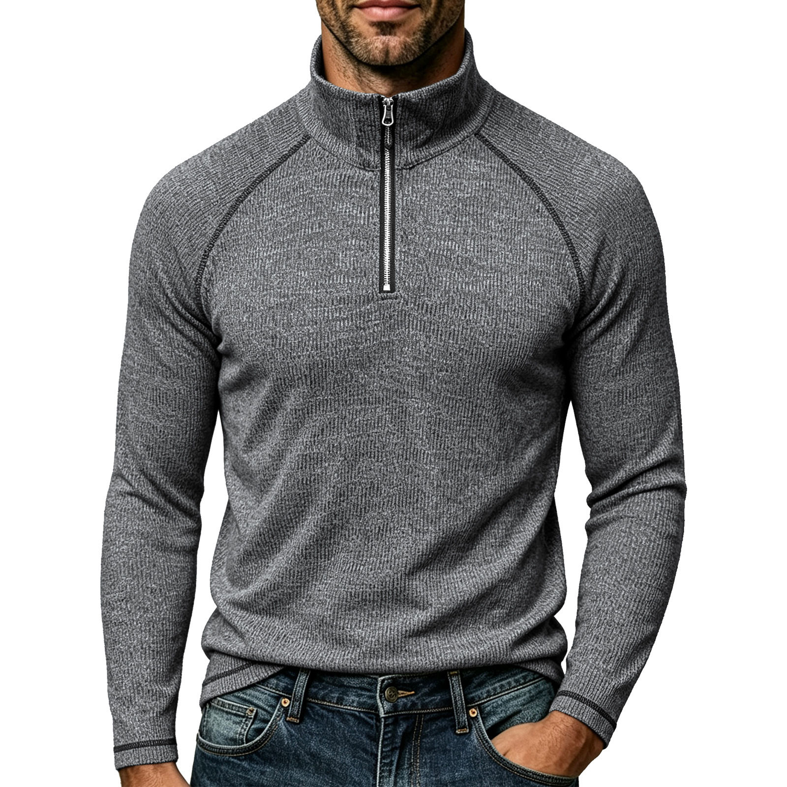 Men's zip-up turtleneck top