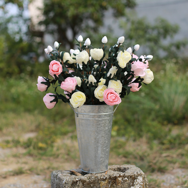 Metal Decorative Bucket Vase, picture 2 of 3