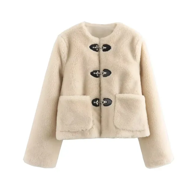 Fashionable Autumn And Winter Thermal Fleece Coat For Women Beige - Shop at LoveMi