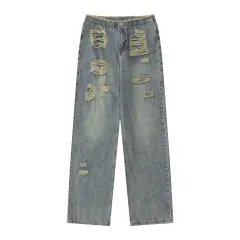 American High Street Jeans Washed Make Old Ripped - Blue - View 1