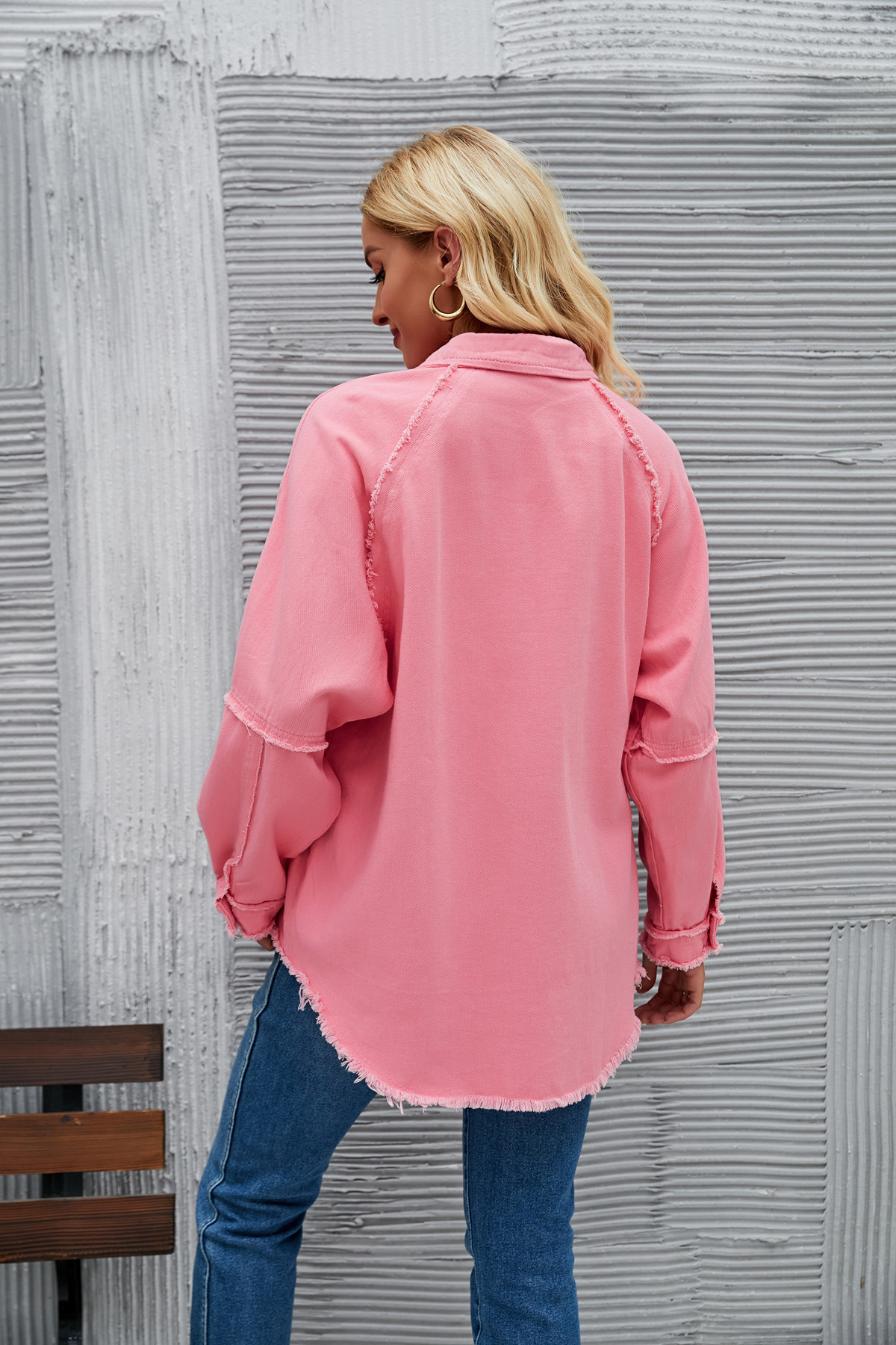 Women's Double-pocket Washed Long-sleeved Denim Coat - Image 28