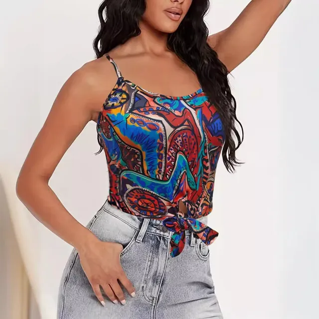 Tie Knot Hem Bohemian Casual Women's Vest Color S - Shop at LoveMi