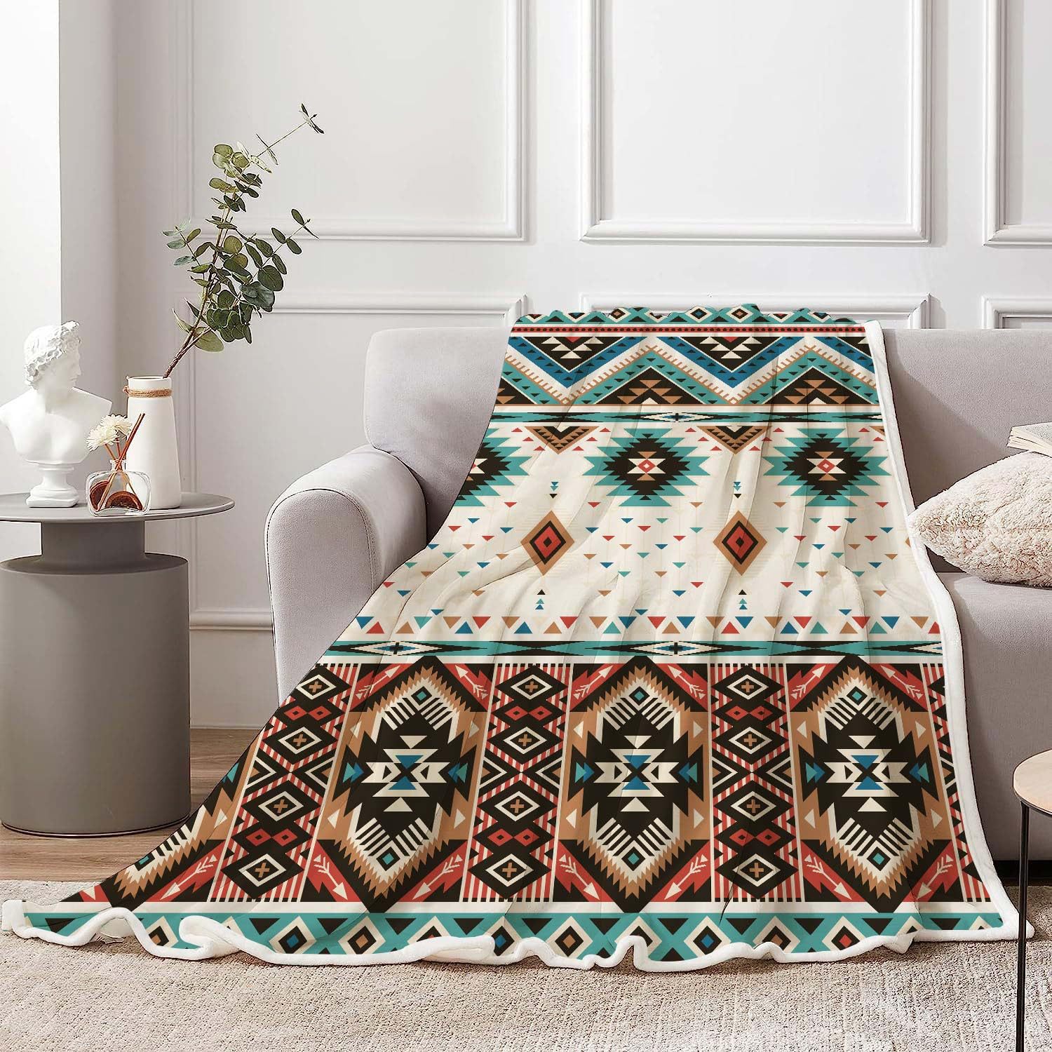 Bohemian-style Flannel Blanket For Cozy Bedding
