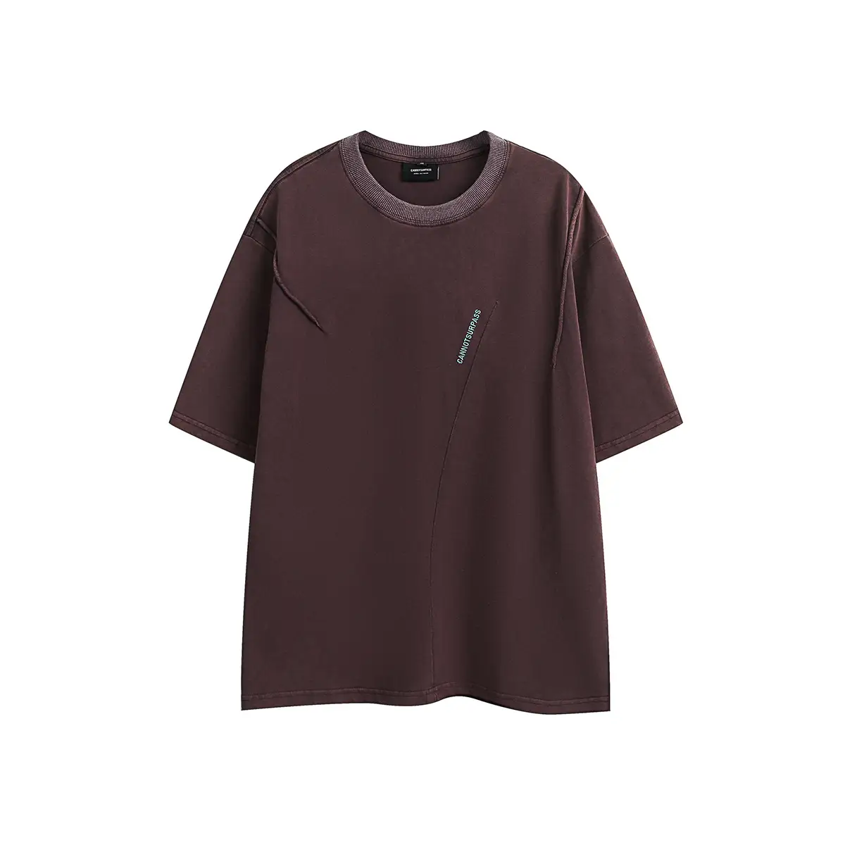 Embroidered Washed Short-sleeved Retro Half-sleeve T-shirt