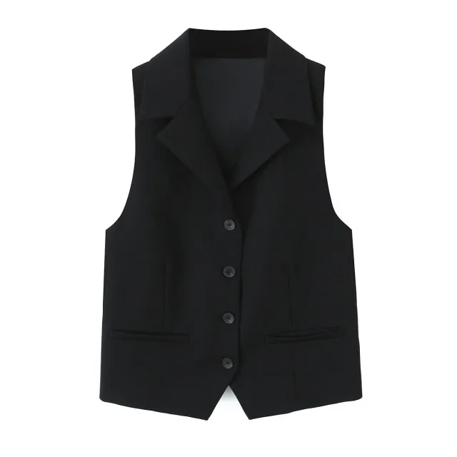 Spring Solid Color Sleeveless Shirt Style Straight Cut Vest Loose Mini Skirt Women Vest - Shop at LoveMi