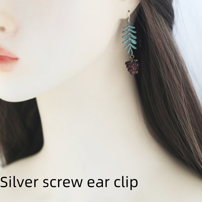 Raspberry Dark Style Two-dimensional Earrings