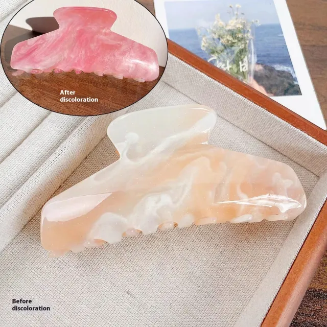 Color Changing In The Sun Exquisite High grade Acetate Shark Clip Updo Hair Claw Hair Accessories For Women Peach Color - Shop at LoveMi