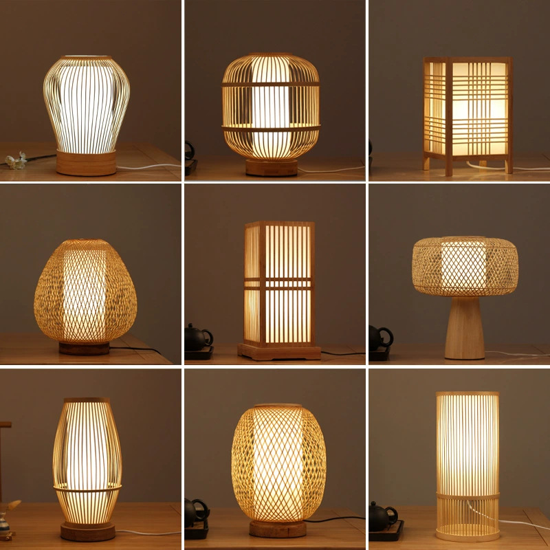 Japanese-style Bamboo And Wood Table Lamp