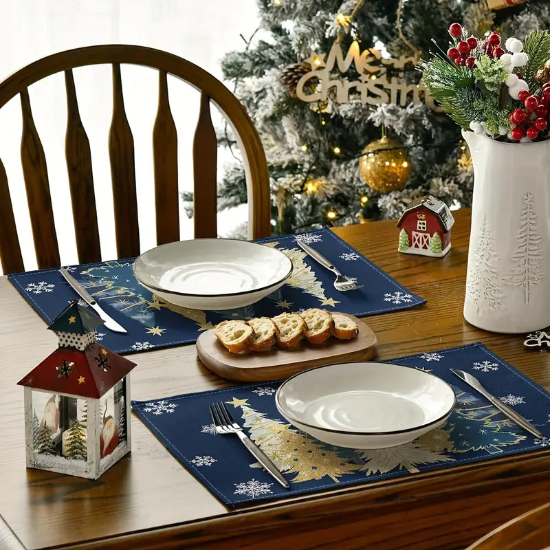 Christmas Holiday Party Table Insulation Mat Christmas Tree Linen Printing