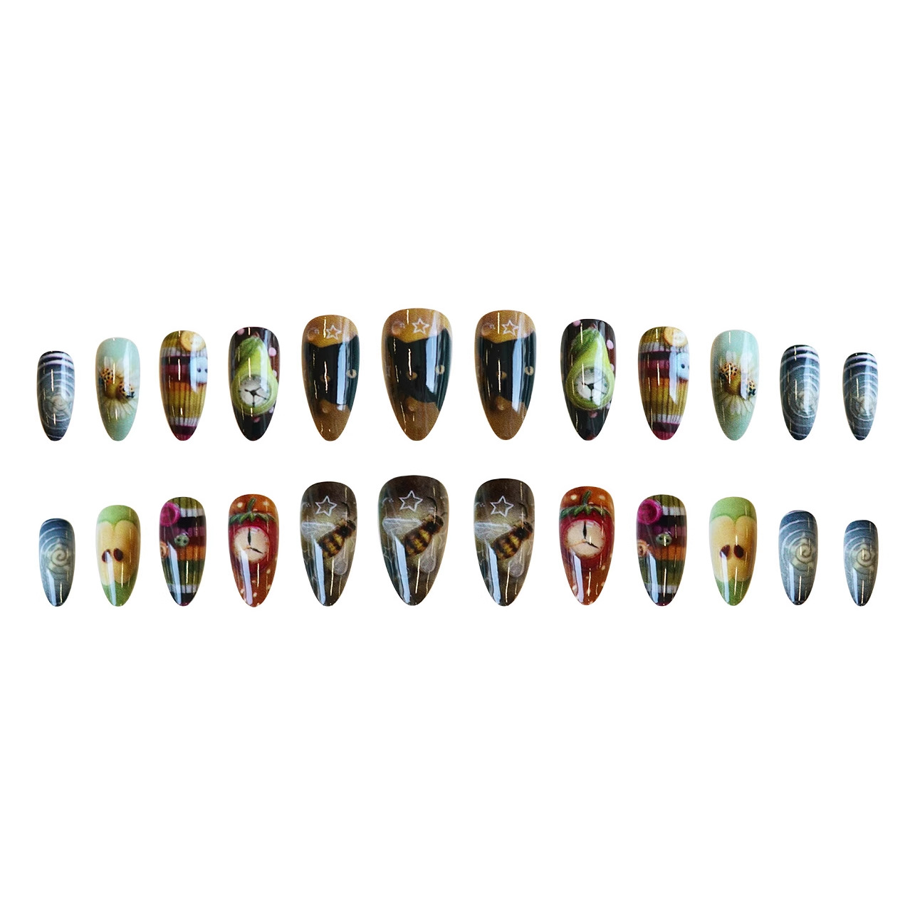 Maximalist Fake Almond Nails A Niche Y2K-inspired Art-forward Subculture Trend 24 Pieces Per Set 4