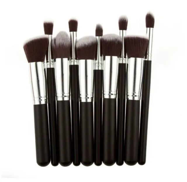 Black Bing Portable 10 Makeup Brushes Suit Beauty Tools Silver - Shop at LoveMi