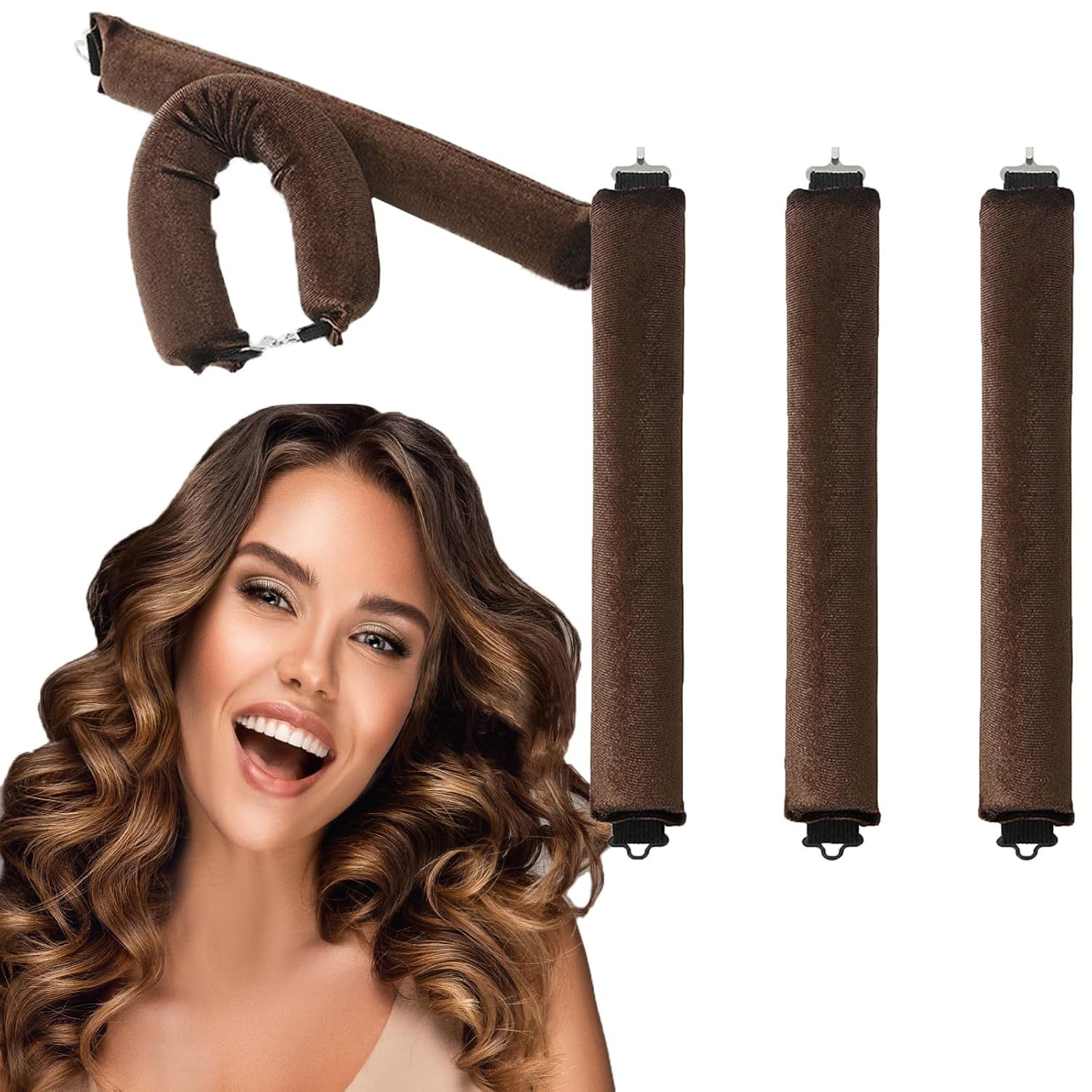 Title 4, 3 Hooks Heat-free Hair Curler Large Tool Rubber...