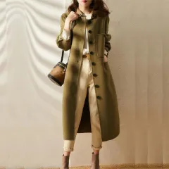 Women's Autumn And Winter Temperament Thick Woolen Coat - Green Camel - View 1