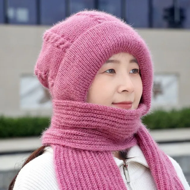 Autumn And Winter New Squirrel Woolen Yarn Braided Hat Pink - Shop at LoveMi