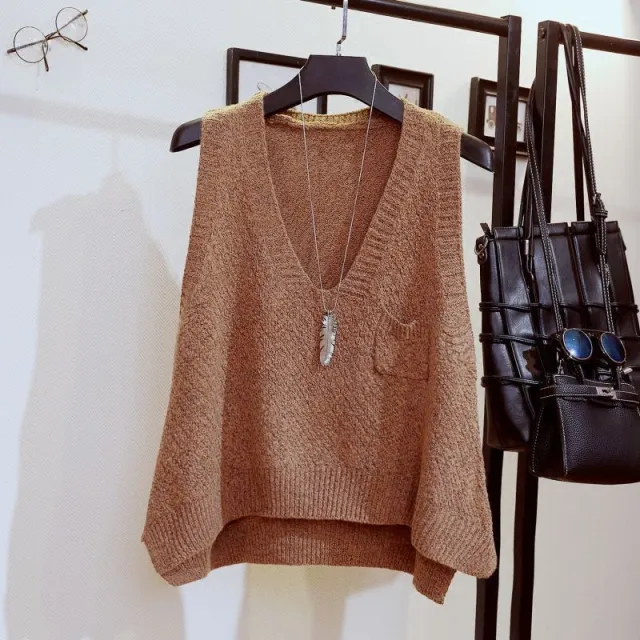 Women's Korean style Wool Vest Camel - Shop at LoveMi
