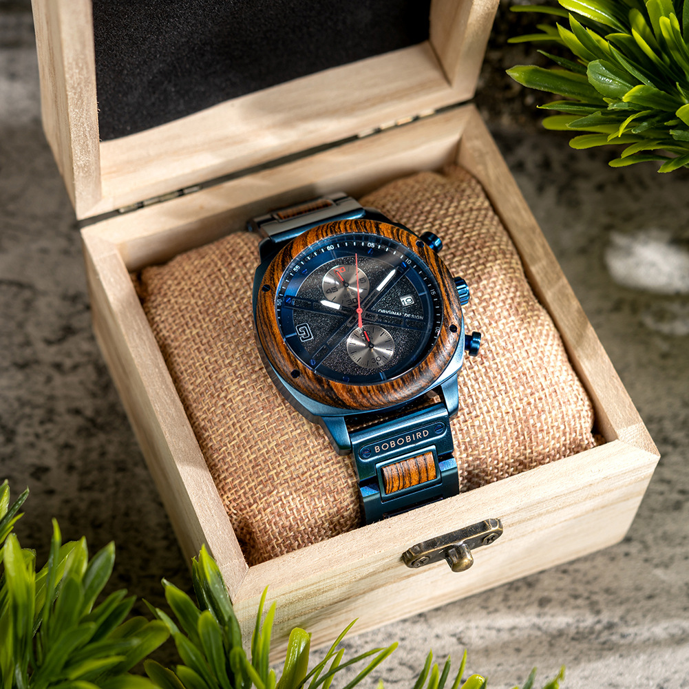 Natural Wood Men's Watch - Minimalist Retro Quartz Wristwatch with Leather Strap 6