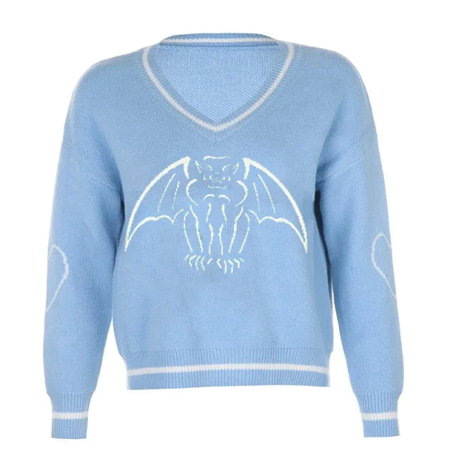 Autumn And Winter College Style Wool Long sleeved Shirt Loose Blue - Shop at LoveMi