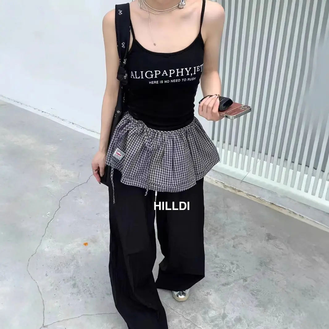 Korean-style Retro Patterned Lace-up Midi Skirt For Women
