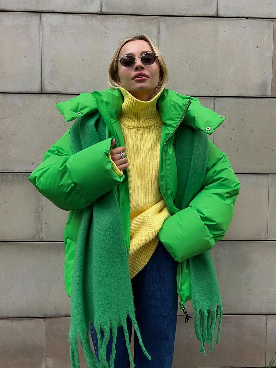 Women's Loose Cotton Coat Jacket Loose-fitting Coat Top - Green