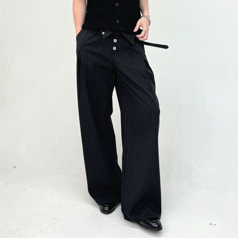 High-waisted Striped Casual Trousers