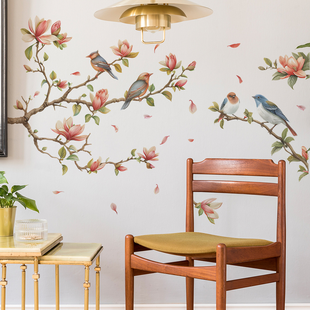 Magnolia Branch Bird Bedroom Living Room Home Decoration Wall Stickers