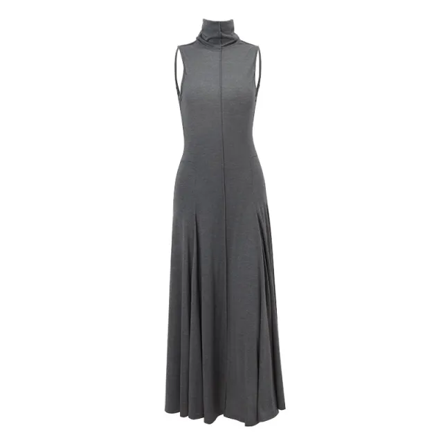 New Slim fit Half Turtleneck Backless Dress Women Gray - Shop at LoveMi