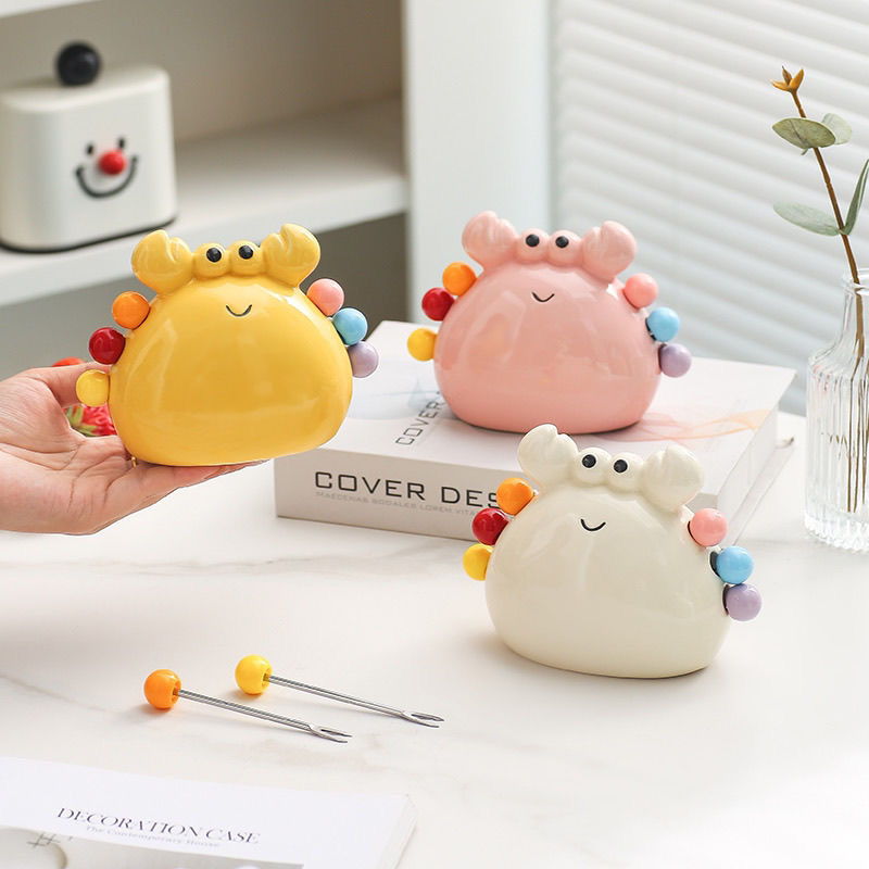 Crab Fruit Fork Dessert Cute Stainless Steel Storage Tank Suit