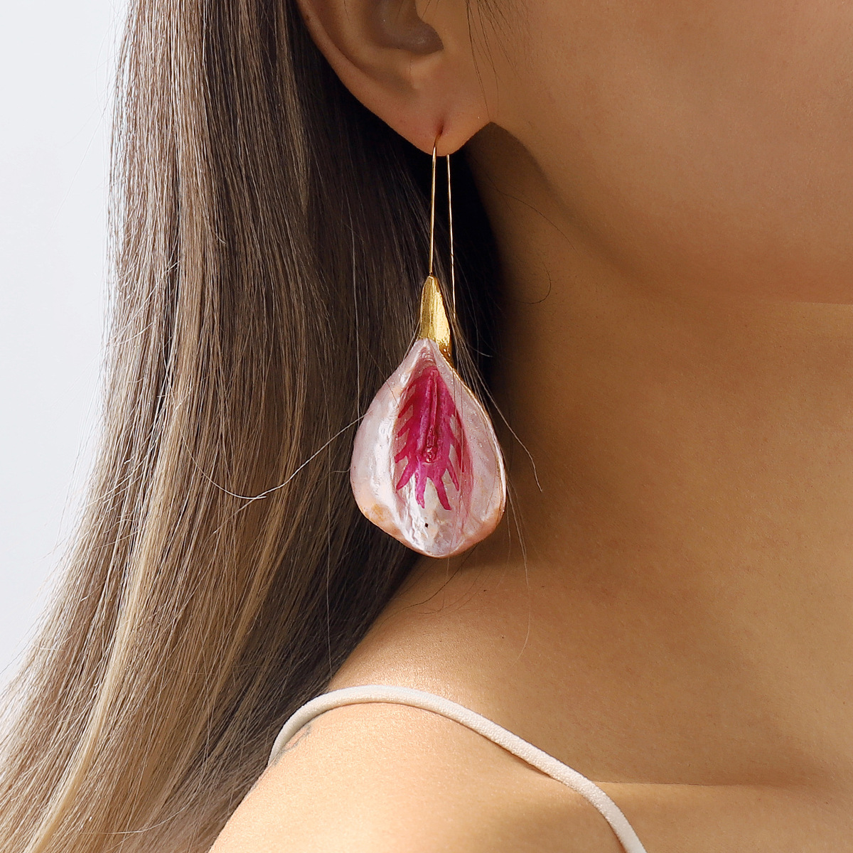 Women's Fashion Colorful Flowers Long Earrings