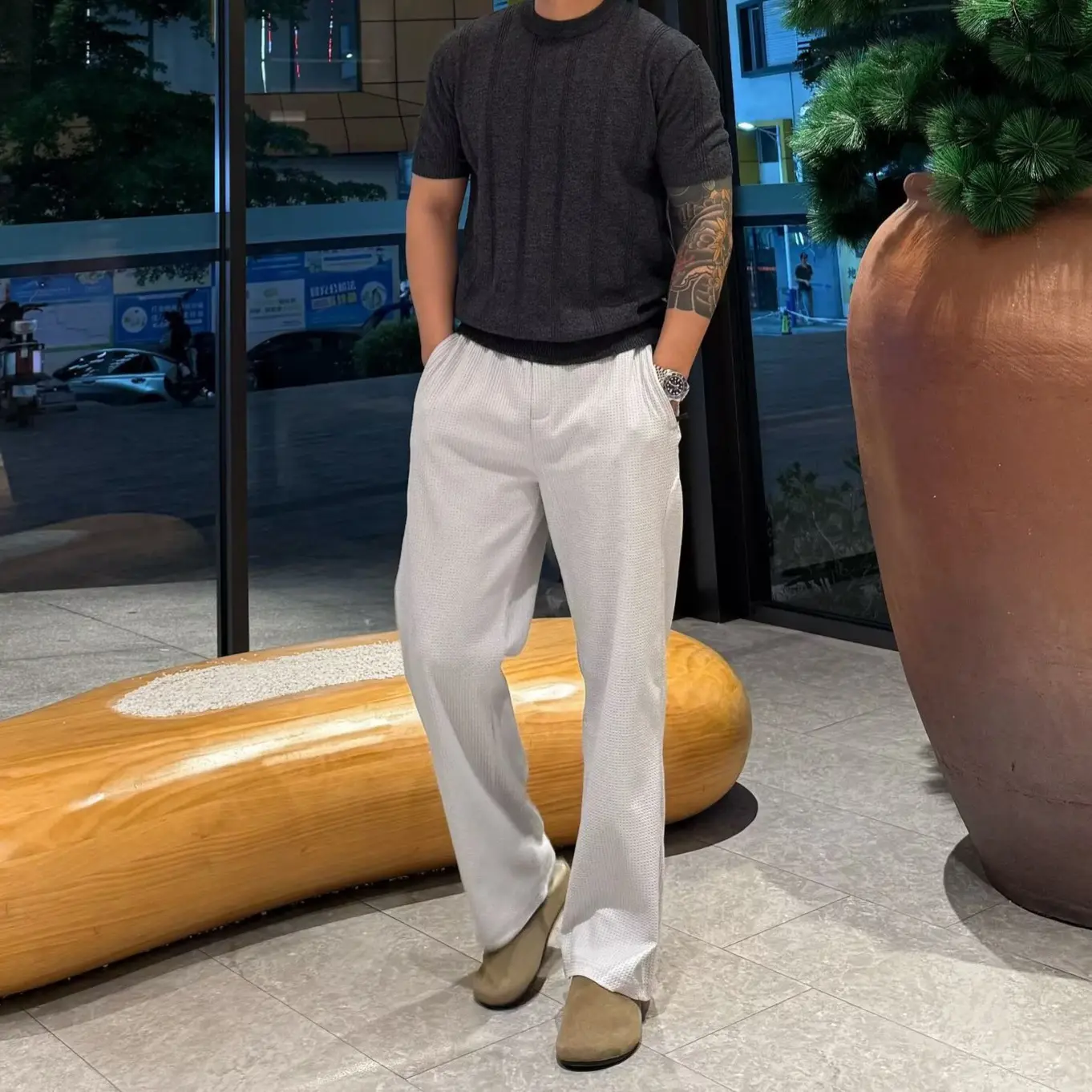 Loose Fitting Straight Leg Draping Casual All
