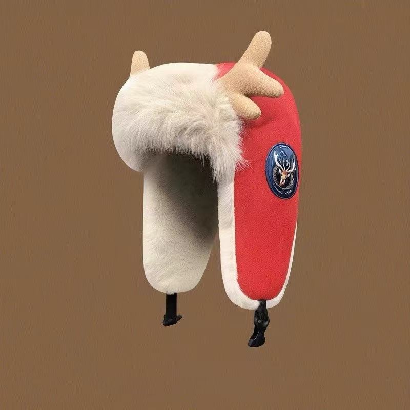 Women's Winter Plush Thickened Warm Deer Antler Hat - Image 8