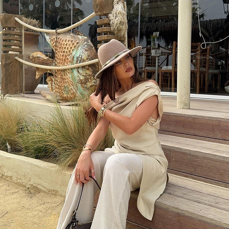 Fashion Irregular Long Sleeveless Pullover Top For Women