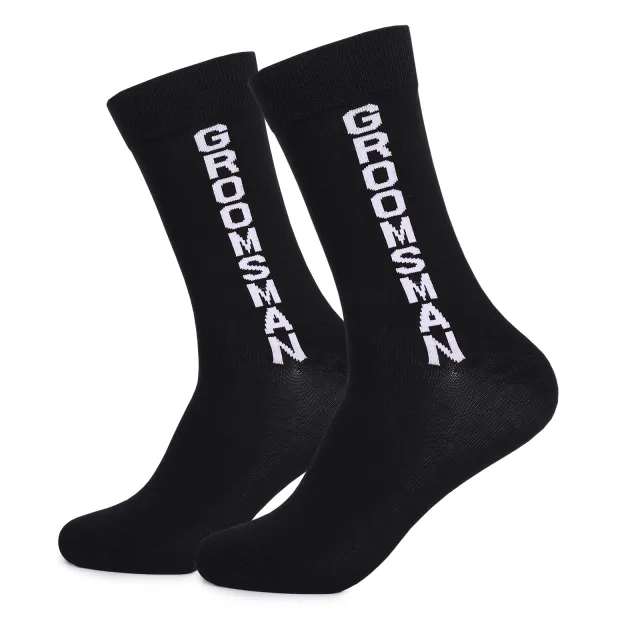 Fashion Christmas Cotton Mid calf Letter Socks Black Groomsman - Shop at LoveMi