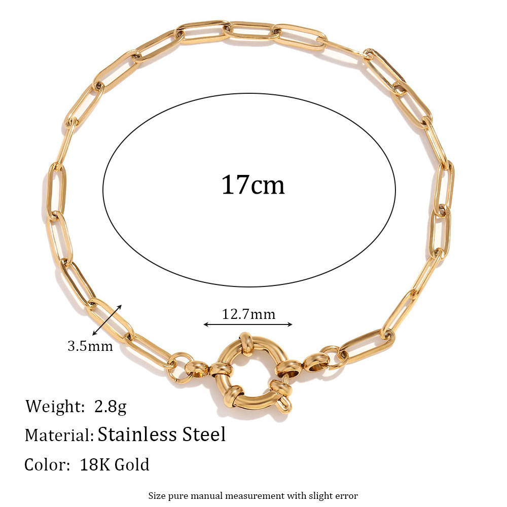 European And American Fashion Special-interest Simple Chain Blade Chain Stainless Steel 18K Gold Plating Slingshot Buckle Clip Bracelet