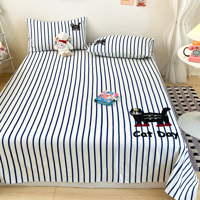 Cotton Coarse Cloth Cartoon Embroidered Bed Sheet